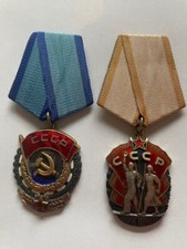 Soviet Group of Badge of Honor, # 398723 and Labor Red Banner, # 995836 w/docs