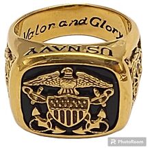 Bradford BGE Gold Over Sterling Silver 925 US Navy Valor & Glory Ring - Size 11  picture
