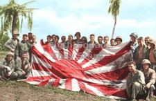 WW2 Picture Photo Marines pose with a Japanese flag they captured 6101