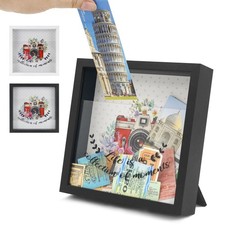 8"x8" Travel Memory Shadow Box with Slot - Ticket Stub Organizer & Memory Box...