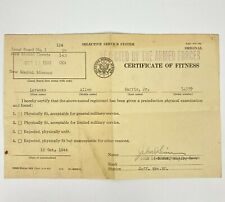 WWII 1944 October US Military Armed Forces Certificate of Fitness Rejected VTG picture