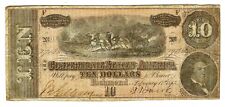 Nicer Civil War 1864 CONFEDERATE STATES OF AMERICA $10 NOTE T-68 (SN#79135) picture