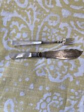 Vintage CHEESE FORK & KNIFE SERVING UTENSILS - MOTHER OF PEARL HANDLES TECo picture