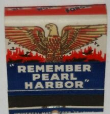 RARE 1940's WW2 REMEMBER PEARL HARBOR World War 2 Unstruck MATCH BOOK matchcover picture