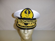 b9566-7 Vietnam RVN Navy Admiral Visor Hat White Size 7 R23E
