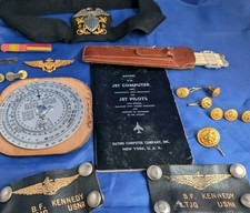 Historical Korean War USN Res Pilot Log Book Lot Wings Name Tag Jet Computer Pin
