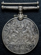 WWII 1939-1945 UNITED KINGDOM Military Awards "THE DEFENCE MEDAL" King George VI