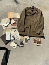 ORIGINAL US WW2/ WW1 MEMORABILIA LOT, TUNIC, PHOTOS, RATION CARDS, DOCUMENTS picture