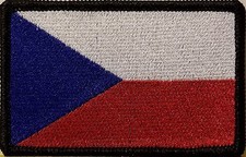 Czech Republic Flag Military Patch With Hook & Loop Fastener  BLACK Border 