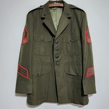 USMC Service Alpha Green Wool Blend Uniform Coat Jacket 48R Master Gunnery Sgt