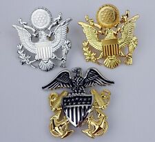 3pcs Us Military Officer Hat Badge Insignia Army Navy Air Force Cap Pins picture
