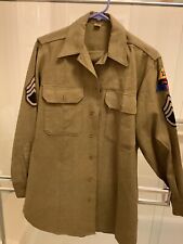 US Army WWII Combat Field Shirt Wool Button Up Brown Shirt picture