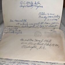 1942 WWII 829th U.S. Army Signal Corps Letter Home from Camp Pickett VA Private picture