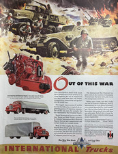 1945 International trucks WWII Out Of this War Red Diamond Engine VTG Print Ad