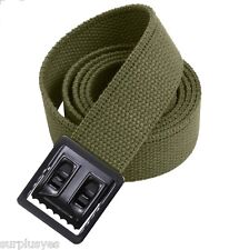CANVAS BELT WEB ARMY MILITARY MARINE BLACK BUCKLE GREEN OLIVE DRAB M1 w P38 picture