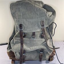 Burkard Swiss Army Military Backpack Rucksack Leather Vintage 1960s picture