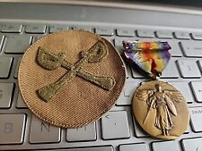 WW1 Victory Medal + Original 1908-1920 US Army PFC Cavalry Chevron - OD Twill picture