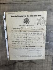 WWI 1919 U.S. Army honorable discharge document, BATTLE HISTORY on back picture