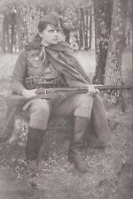 Soviet woman sniper in Uniform Rare Antique Soldier Old War Photo WW2 4x6 W picture