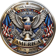 USA 250th Anniversary Commemorative Double-Sided Challenge Gift Coin 1776-2026