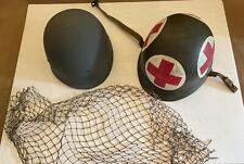 WWII Medic Helmet swivel bale rear seam Camo Net Late War picture