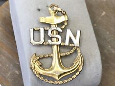 Vintage Sterling US Navy Chief Petty Officer Hat Insignia Pinback Style SHARP picture
