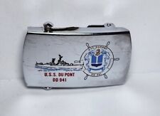 Vintage Zippo Solid Brass U.S.S. Du Pont DD941 Belt Buckle United States Navy picture