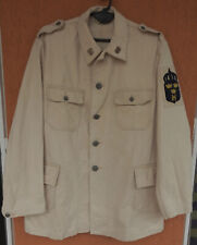 Vintage 40s WW2 Swedish Army Canvas Military Field Jacket Civil Defence (L) picture