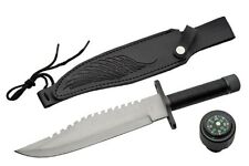 Tactical Bowie Survival Fighting Knife - Fixed Blade Saw-Back w/ Compass picture