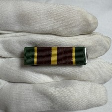 Vintage Military Service Ribbon Bar Green Brown Yellow GICB Unknown Award