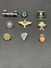 9 Piece Group Lot Of Military Pins Etc