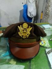 WW2 US Army Aircorps Military Officers Pilots OD Visor Crusher Hat Cap  picture
