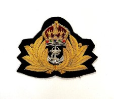 Royal (British) Navy Officers Bullion Embroidered Admiral Cap Badge -UK Military