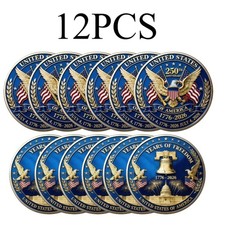 American Independence 250th Anniversary Badge USA Commemorative Medal - 12 pc