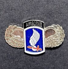 Airborne Jump Wings Pin Silver Tone Metal & Enamel Military Vintage VGC picture