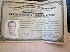 WWII   Certificate of Service Ordinary Seaman US Dept Commerce  Marine Insp 1942