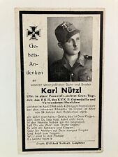 1944 - Original German Soldier Death Card - KARL NUTSL  (Panzer Grenadier) picture