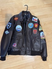 Leather Flight Jacket w/ USS Galveston FAR EAST CRUISE 63-4 Patches