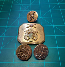 WWII WA National Guard 248th Coast Artillery Belt Buckle & Collar Discs Set