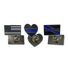 CL5-009 Thin Blue Line Pin Set: 3 Law Enforcement Police Pins picture