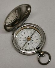 Vtg c1910 Nickel Plated WW1 Era Officers Military Style Trench Pocket Compass picture
