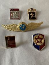 Lot of 5 Soviet Union USSR Workers Union Military Pins / Badges Russia Authentic picture