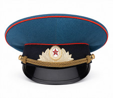 Vintage USSR Soviet Officer Visor Cap Russian Army Hat Zarnitsa Moscow 1990s