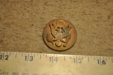 WWII US Army Enlisted Service Visor Hat Cap Front Emblem Device Flat Back Screw picture