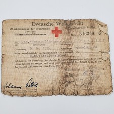 Original WWII WW2 German Wehrmacht medic Red Cross ID card Geneva Convention old