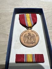 Original US National Defense Service Full Size Medal with Ribbon Bar W/box. picture