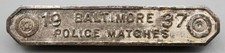 Pre-WWII 1937 Silver Baltimore Police Matches Marksman Badge RARE