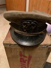 World War II Navy officers Service Visor Cap Hat w/ Eagle Insignia and chinstrap