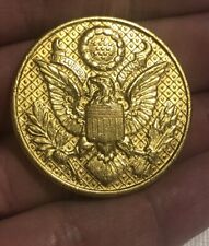 Pre WWII WW2 US Army Military Eagle Officer Hat Badge Insignia Screw Back Pin picture