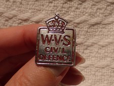 WW2 Era Women’s Voluntary Service WVS Civil Defence Lapel Pin Badge